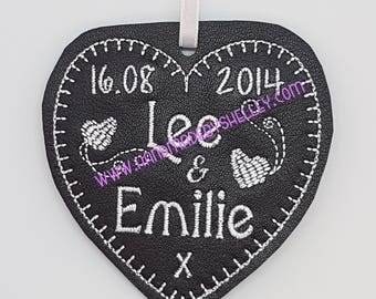 3rd Wedding Anniversary Leather Personalised Heart Gift Husband Wife Him Her