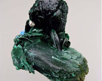 Malachite Pseudomorph after Azurite with Plancheite Specimen, Rocks and Minerals, Collectable, Mineral Specimen, Crystal, Arizonacrystalco