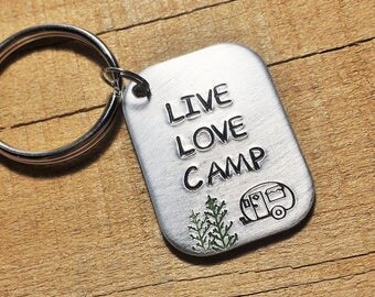 Camper Keychain - Camping Keyring - Gift for Campers - Camper Gift - Camping Gift - Live Love Camp - Camp Keychain - Camper Key Ring
