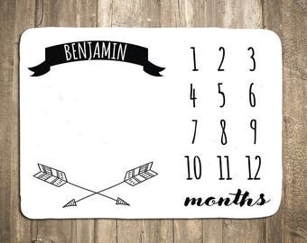 Arrow Baby Milestone Blanket - Baby Month Blanket - Monthy Baby Blanket - Monthly Photo Prop - Baby Shower Gift - Gender Neutral - Black