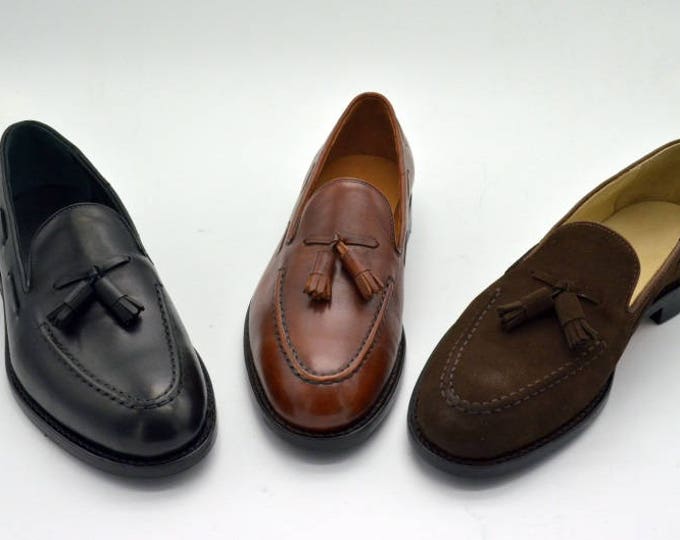 Handmade Goodyear Welted Men's Tasseled Loafer Shoes