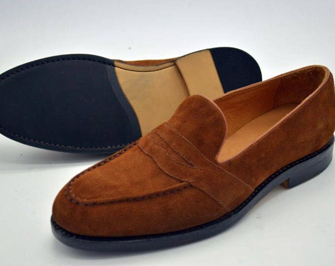 Suede Handmade Goodyear Welted Men's Loafer Shoes
