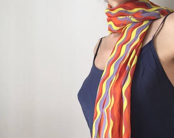 30% Off - Vintage silky scarf | Italian designer Roberto Capucci | Fluo Foulard