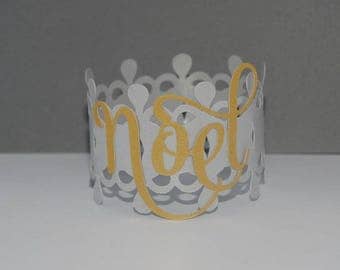 Christmas napkin ring silver and gold border