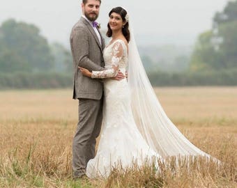 Vintage style wedding veil, Church veil