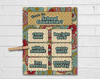 School Counselor Door Sign, Where Is The Counselor Door Sign, Guidance Counselor Gift, Locator Sign, Door Print, Blue, Brown, Red