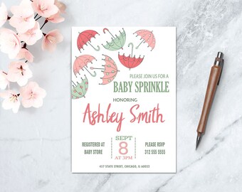 Girl Baby Sprinkle Shower Invite, Printable Baby Sprinkle Invitation, Baby Sprinkle Invitation, Girl Baby Shower Invite printable