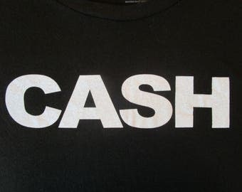 Women's Shirt. Vintage T-shirt. Graphic Tee. Top. Johnny Cash Shirt. Women's Medium. Retro Faded Black. Guitar. Rock. Sexy Urban Streetwear.