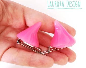 CUTE DEMON HORNS, kawaii horns, devil horns, pink horns, cosplay horns, halloween horns, pastel goth accessories, anime cosplay, Elfen Lied