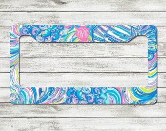 Monogrammed Lilly Pulitzer Inspired License Plate Frame | Personalized License Plate Frame - Choose from over 50 designs!