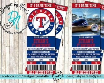 Texas Rangers Invitation Baseball Birthday Bachelor Party