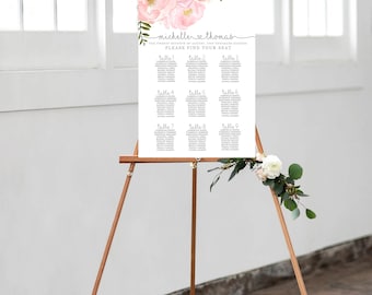 Personazlied Wedding Seating Chart, Floral Seating Chart, Seating Chart Template, Wedding Seating Chart, Personalized Seating Chart