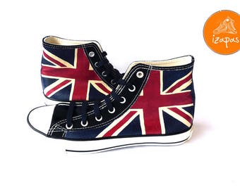 Union Jack Shoes High Top Boots Hand Painted