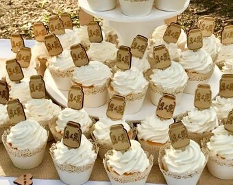 Cupcake ToppersMason Jar TopperCake JarsRustic Wedding Cupcake ToppersMason Jar TopperCake JarsRustic Wedding