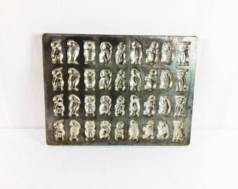 Antique Animal Chocolate Mold Vintage Chocolate Mold Candy Mold Elephant Penguin Hippo Pelican Mold