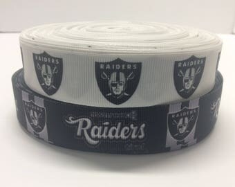Oakland Raiders ribbons,raiders ribbons, Football ribbons, sport ribbons, team ribbons, 7/8 inch Grosgrain ribbons
