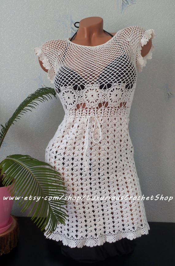 Crochet dress women Beach cover up Beach dress Festival