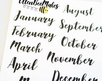 Month (Hand Lettering Effect) Stickers