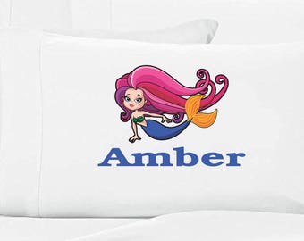 Girls Personalized Mermaid Pillow Case