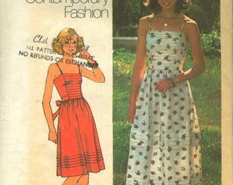 Simplicity 7543, Young Contemporary Fashion, Misses' Dress in Two Lengths, Vintage Sewing Patterns, Vintage Dress, Vintage Clothing Pattern
