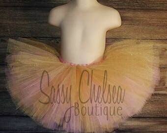 Pink And Gold Tutu. Pink Tutu. Gold Tutu. Pink And Gold Birthday Tutu. Pink And Glitter Gold Tutu.