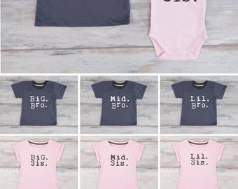 Big Middle Little Shirts, Big Brother Shirt, Middle Brother Shirt, Little Brother Shirt, Big Sister Middle Sister Little Sister Outfits