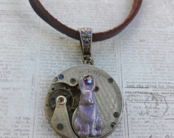 Steampunk Rabbit Necklace, Rabbit Necklace, Steampunk Necklace, Alice In Wonderland Jewelry, Steampunk Necklace Purple Rabbit Necklace