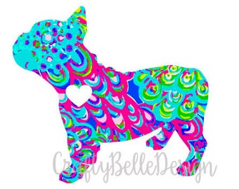French Bulldog Decal | Lilly Pulitzer inspired French Bulldog Decal | French Bulldog Mom Decal | French Bulldog Dad Decal | Dog Decal