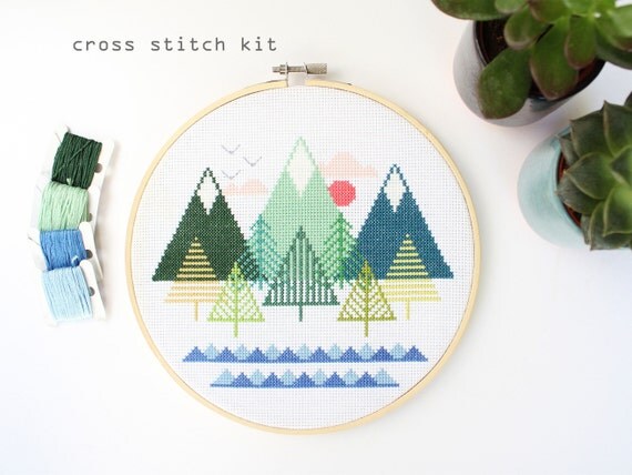 Sea To Sky Modern Counted Cross stitch kit Easy DIY cross