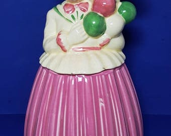 Vintage Balloon Lady Cookie Jar by Pottery Guild, Rare 1940's