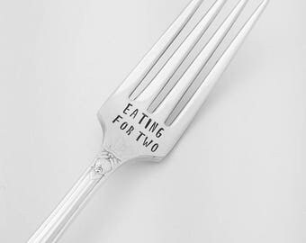 Eating for Two / Pregnancy Gift / Gift for Pregnant Woman / Mom to Be / Pregnant / Baby Shower / Baby on the Way / Engraved Fork for her