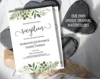 Greenery Reception Invitation Template, Printable Wedding Reception Only Invitation, Wedding Invitation Printable, Greenery Invitation