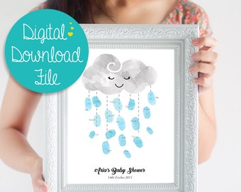 DIGITAL DOWNLOAD Baby Shower Guest Book Alternative ~ Gender Neutral Baby Shower Decoration ~ New Baby Guest Book ~ Balloon Fingerprint ~