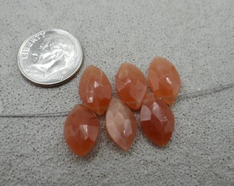 Peach Moonstone | Faceted Marquise Cut Briolette Beads | Matched Pairs, Sets of 4