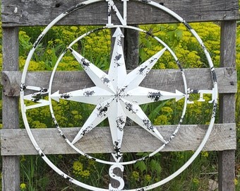 Metal Compass Wall Art, 30", Nautical Decor, Nautical Wall Art, Nautical Decor, Metal Compass Decor, Metal Wall Compass, Compass Rose