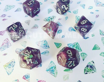 Grape Soda Inspired Polyhedral Dice Set Dungeons and Dragons