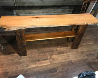 Red oak, barn beam, and cherry accent table