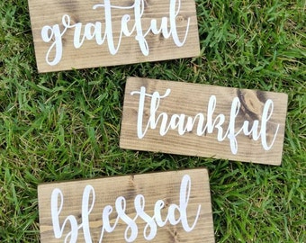 Grateful Thankful Blessed Sign, Grateful Sign, Blessed Sign, Thankful Sign
