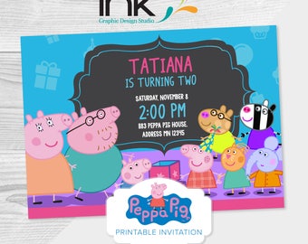 Peppa Pig Birthday Invitation - 5x7" - 5.25x4" - Instant Download - Editable - Edit Yourself - Peppa Pig Party - Peppa Pig Birthday - Paper