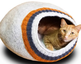 Cat Cave Large - Wool Cat Bed - Felt Cat Bed - Cat Bed House - Wool Cat Cave - Cat Furniture - Soft Cat Bed-100% Merino Wool (Fast Delivery)