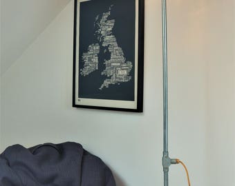 Industrial Vintage Style Standard Lamp, plus Cassette Lampshade and LED Filament Lamp