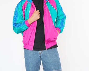 Vintage jaren 90 zwart witte bekleding blouson
