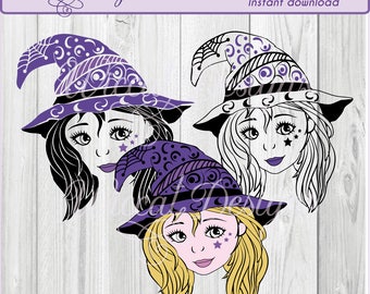 Halloween svg, Witch face svg, Witch svg, The good Witch svg, halloween decal, treat bag svg, Halloween shirt svg, iron on svg, Svg files