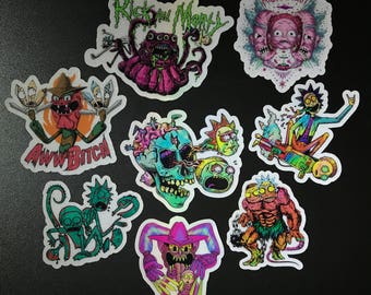 Rick and Morty Psychedelic Reflective Stickers