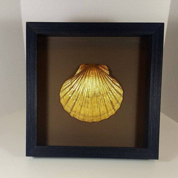 Nautical Wall Decor Framed 23k Gold Leaf Clam Shell Like This Item