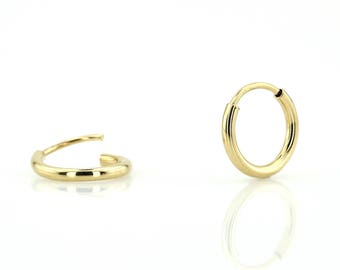 12mm Solid 14k Gold Hoop Earrings/ Gold Hoop Earrings/ 14k Gold Earrings/ Gold Hoop Earrings/ Small Gold Hoops Earrings/ Tiny Gold Hoops
