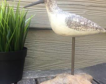 Wood sandpiper. Hand carved shore bird by Canadian artist David Parks. Sandpiper. Collectible statue. Beach decor. Beach bird. Wood bird.