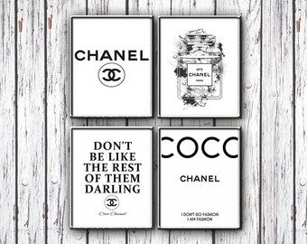 Coco Chanel, Fashion Set, Coco Chanel Poster, Chanel Prints Set, Chanel Perfume, Chanel n5, Chanel Print, Coco Chanel Quote,Printable Chanel