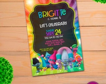 Trolls Birthday Invitation, trolls party supplies, trolls party, trolls invitations, Printable Trolls Birthday, Download Digital Files