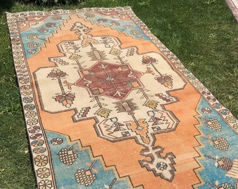 4'3"x8'3"ft.Floor rug,oushak rug,home desing rug,area deco rug,anatolion rug,vintage rug,turkish rug,rugs.